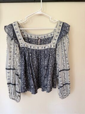 Free People Square Neck Peasant Blouse